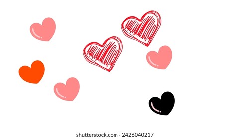 amazing and magnificent hearts icon Set of red hearts icons. hearts background Vector illustration.