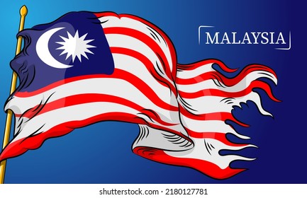 Amazing malaysia flag background vector with line style 
