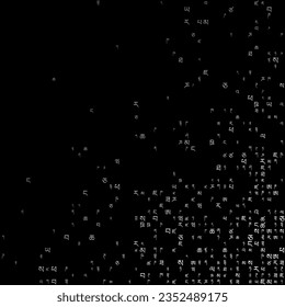 Amazing matrix background in gray colors. Grid of random Tibetan symbols. Captivating square vector illustration.