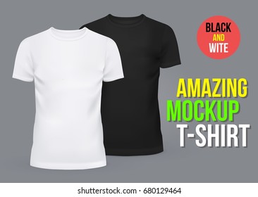 Amazing mockup blank t-shirts for men and women. Summer clothing with u-neck at front. Dress for man and woman, male and female, boy and girl. Summer fashion and cloth, sportswear theme