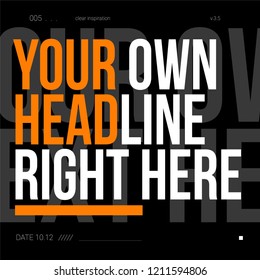 Amazing modern creative design template with orange, black and white elements for web, publishing, advertisement or presentations