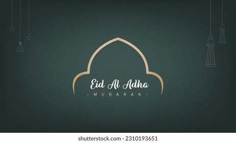 Sorprendente diseño minimalista moderno con afiche de pancartas para la celebración de Eid al-Adha para los musulmanes