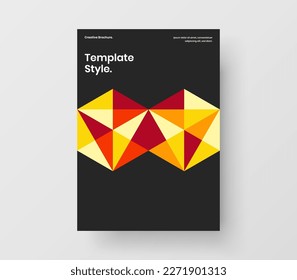 Amazing mosaic hexagons pamphlet concept. Clean magazine cover A4 vector design template.