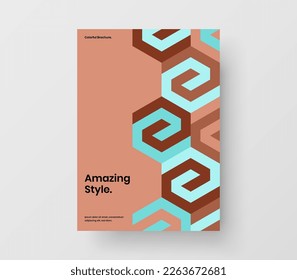 Amazing mosaic hexagons pamphlet template. Unique flyer A4 design vector concept.