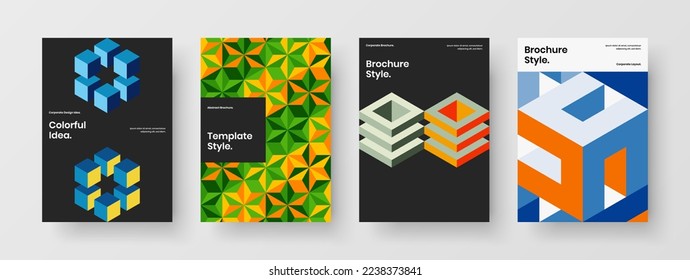 Amazing mosaic pattern booklet layout composition. Isolated pamphlet A4 design vector concept collection.