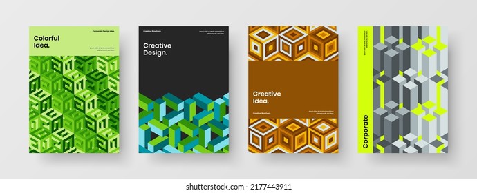 Amazing mosaic pattern catalog cover illustration composition. Clean handbill A4 design vector concept bundle.