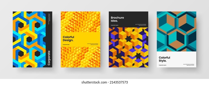 Beeindruckende Mosaik-Musterplakatkollektion. mehrfarbige Broschüre A4 Vektor Design Concept Bundle.