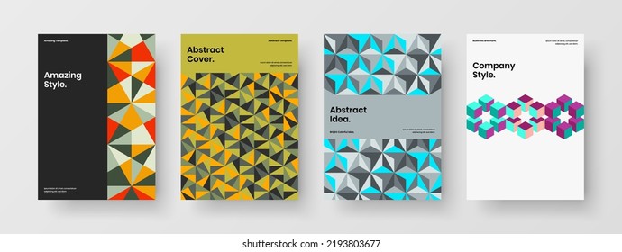 Increíble colección de ilustraciones de afiches de patrones de mosaico. Conjunto de conceptos vectores de diseño de informes anuales brillante.