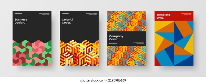 Amazing mosaic tiles banner template set. Colorful brochure vector design concept collection.