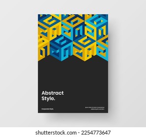 Amazing mosaic tiles corporate cover template. Original company brochure vector design concept.