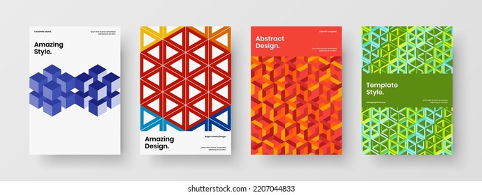 Amazing mosaic tiles poster illustration bundle. Simple cover A4 vector design layout collection.