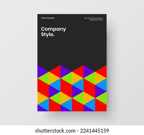 Amazing mosaic tiles presentation template. Creative company cover vector design illustration.