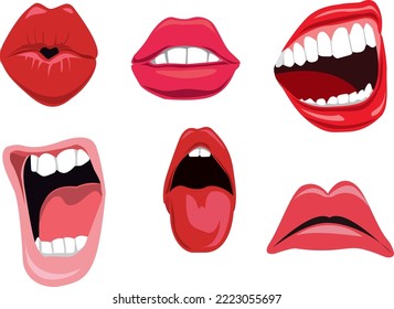 amazing mouth vector illustration set