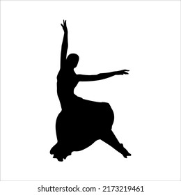 Amazing move of ballet dance by a woman silhouette vector art.