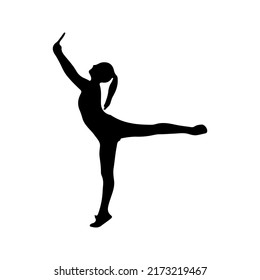 Amazing move of ballet dance by a woman silhouette vector art.