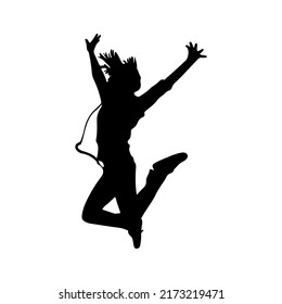 Sorprendente movimiento de baile ballet por parte de una mujer silueta de arte vectorial.