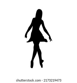 Sorprendente movimiento de baile ballet por parte de una mujer silueta de arte vectorial.