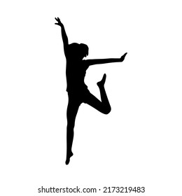 Amazing move of ballet dance by a woman silhouette vector art.
