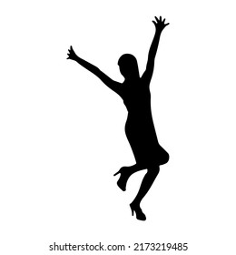 Sorprendente movimiento de baile ballet por parte de una mujer silueta de arte vectorial.