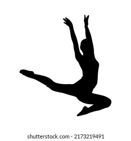 Amazing move of ballet dance by a woman silhouette vector art.