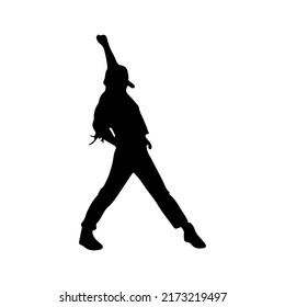 Sorprendente movimiento de baile ballet por parte de una mujer silueta de arte vectorial.
