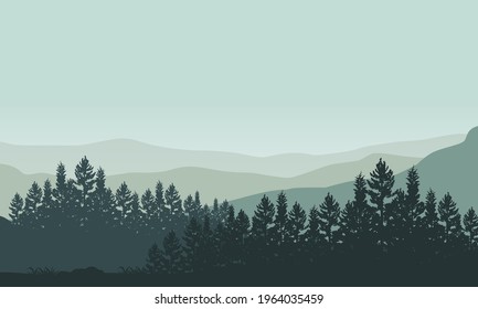 Amazing natural view of the suburbs in the morning. Vector illustration of a city