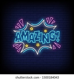 Amazing neon signs style vector text