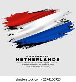 Amazing Netherlands flag background vector with grunge brush style. Holland Independence Day Vector Illustration.