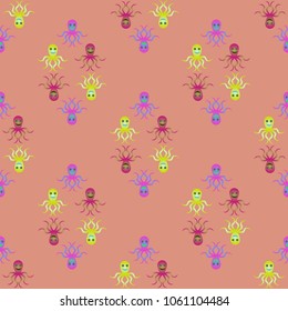 Amazing new animal multicolor childish sea octopus background seamless.