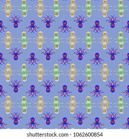 Amazing new animal multicolor childish sea octopus background seamless.
