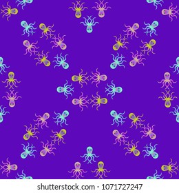 Amazing new animal multicolor childish sea poulpe background seamless.
