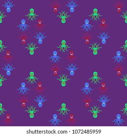 Amazing new animal multicolor childish sea octopus background seamless.