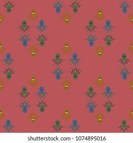 Amazing new animal multicolor childish sea octopus background seamless.
