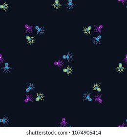 Amazing new animal multicolor childish sea octopus background seamless.
