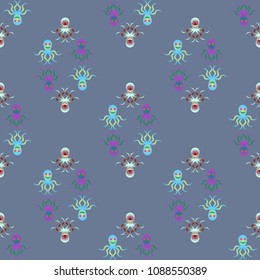 Amazing new animal multicolor childish sea octopus background seamless.