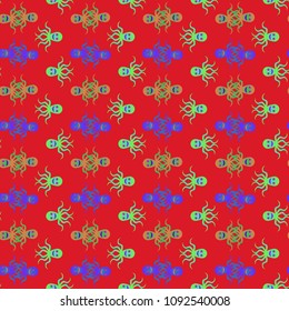 Amazing new animal multicolor childish sea octopus background seamless.