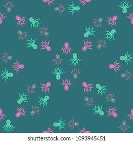 Amazing new animal multicolor childish sea devilfish background seamless.