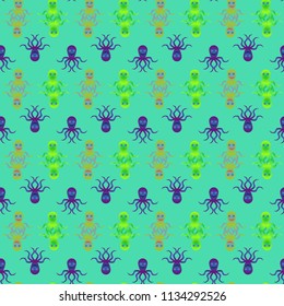 Amazing new animal multicolor childish sea octopus background seamless.