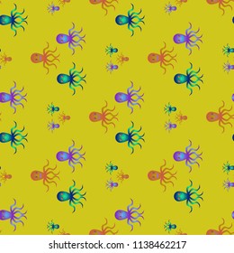 Amazing new animal multicolor childish sea octopus background seamless.