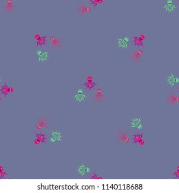 Amazing new animal multicolor childish sea octopus background seamless.