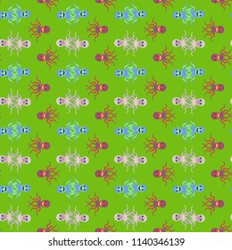 Amazing new animal multicolor childish sea octopus background seamless.