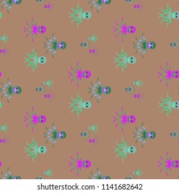 Amazing new animal multicolor childish sea octopus background seamless.