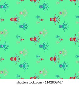 Amazing new animal multicolor childish sea octopus background seamless.