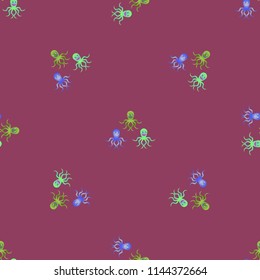 Amazing new animal multicolor childish sea octopus background seamless.