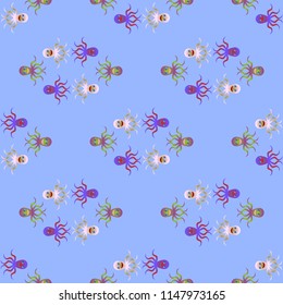 Amazing new animal multicolor childish sea octopus background seamless.