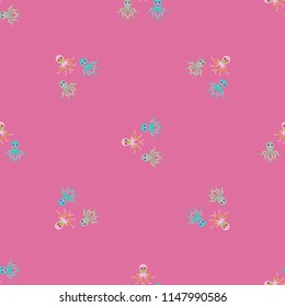 Amazing new animal multicolor childish sea octopus background seamless.