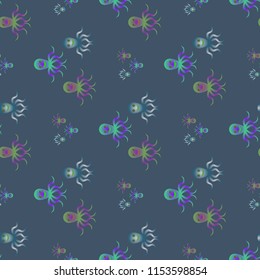 Amazing new animal multicolor childish sea octopus background seamless.