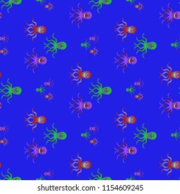 Amazing new animal multicolor childish sea octopus background seamless.