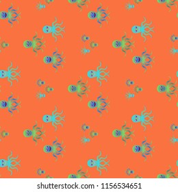 Amazing new animal multicolor childish sea octopus background seamless.