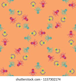 Amazing new animal multicolor childish sea poulpe background seamless.